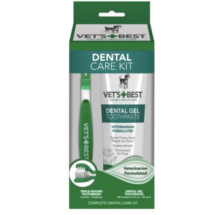 Vet's Best Dog Dental Care Kit, brush with toothpaste